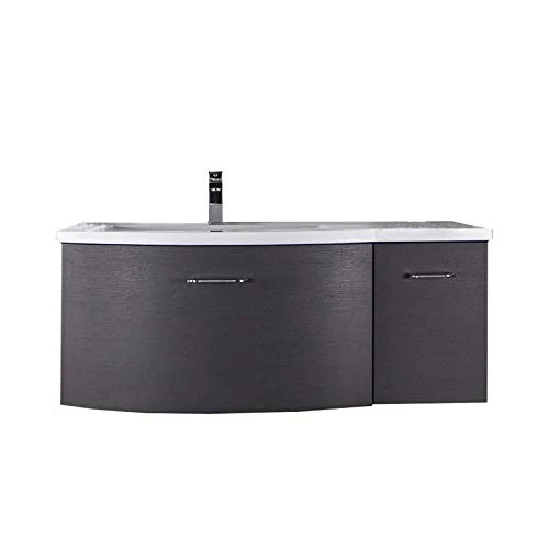 Mobile da bagno sospeso DANA 850 - design leggermente arrotondato - antracite, Piletta Pop-up:Senza piletta Pop-up Bernste...