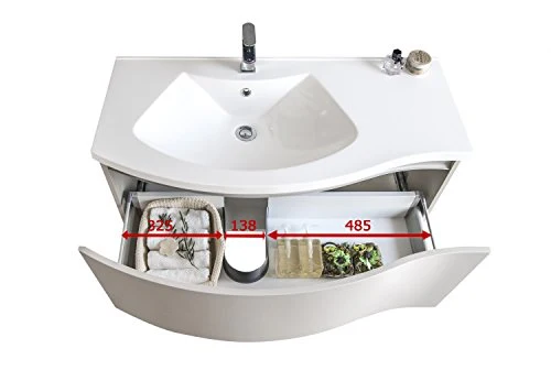 Mobile bagno sospeso LENA 1000 talpa opaco - specchio scelta opzionale, Specchio:Senza specchio, Piletta Pop-up:Con pilett...