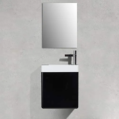 Mobiletto per il bagno CARO 450 - disponibile diversi colori - Specchio o armadietto specchio opzionale, Colore:Nero (opac...