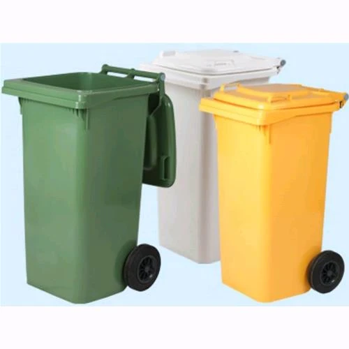 Bidone Pattumiera Plastica Quadro Con Ruote Colore Verde 120 Lt.