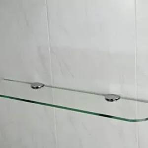 Ripiano vetro con angoli curvi, per bagno, cucina e camera da letto, 3 dimensioni: 300 mm, 400 mm e 500 mm, e 3 colori: tr...