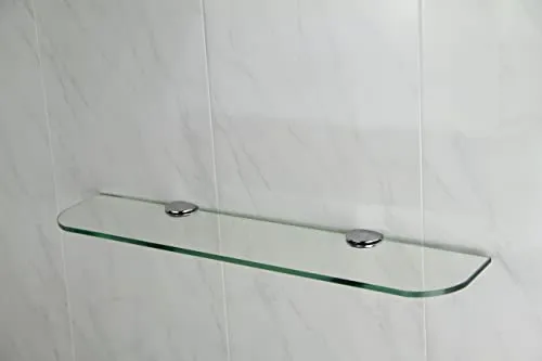 Ripiano vetro con angoli curvi, per bagno, cucina e camera da letto, 3 dimensioni: 300 mm, 400 mm e 500 mm, e 3 colori: tr...
