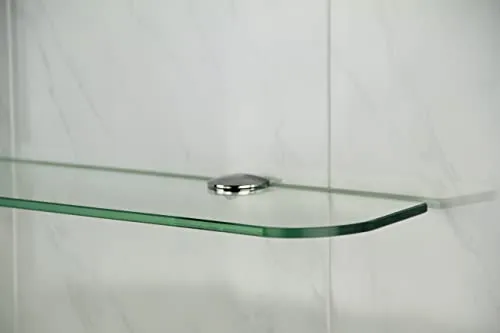 Ripiano vetro con angoli curvi, per bagno, cucina e camera da letto, 3 dimensioni: 300 mm, 400 mm e 500 mm, e 3 colori: tr...