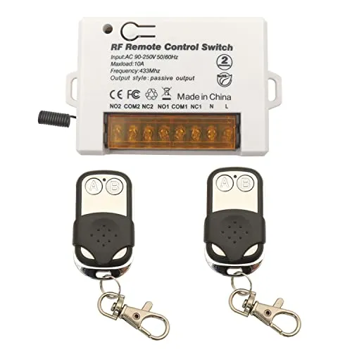 2 Canali Interruttore di Telecomando Relè Senza Fili 433 Mhz RF AC 220V 230V 10A Relè Ricevitore con 2 Trasmettitori Porta...