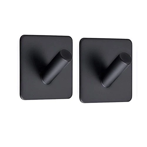 Ganci Adesivi Acciaio Inox 304 Ganci Appendiabiti Gancio Portasciugamani Autoadesivo Bagno Cucina Nero (2 Pezzi, Piazza) C...
