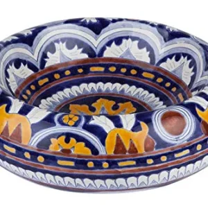 Cerames Imelda - Lavabi da appoggio rotondi messicani | Lavabo Talavera ceramica 40 cm dal Messico | Motivi decorativi col...