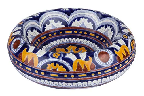 Cerames Imelda - Lavabi da appoggio rotondi messicani | Lavabo Talavera ceramica 40 cm dal Messico | Motivi decorativi col...