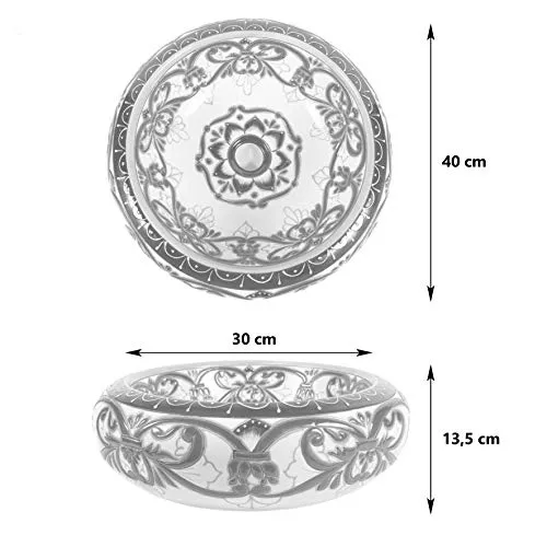 Cerames Imelda - Lavabi da appoggio rotondi messicani | Lavabo Talavera ceramica 40 cm dal Messico | Motivi decorativi col...