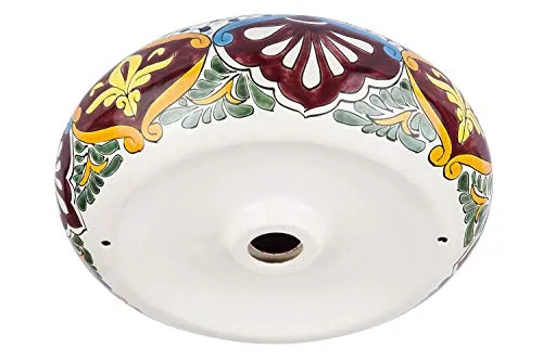 Cerames Leonor - Lavabi da appoggio rotondi messicani | Lavabo Talavera ceramica 40 cm dal Messico | Motivi decorativi col...