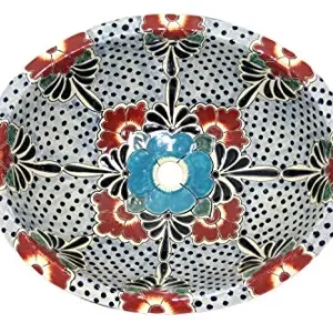 Floresa – Lavabo ovale messicano | Lavabo da incasso ovale con bordo | Lavabo ceramica Talavera Messico Cerames