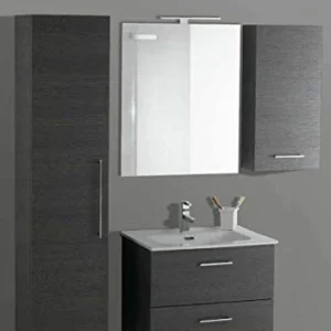 Set Mobile Lavabo Specchio LED Arredo Bagno Moderno Londra70 CERAMICHEMIRANDA-Rovere Asiago Ceramiche Miranda