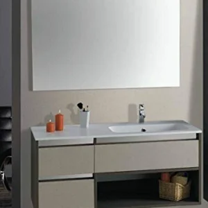 Set Mobile Lavabo Dx Specchio LED Arredo Bagno Moderno Texas120 CERAMICHEMIRANDA-Bianco Antico Ceramiche Miranda
