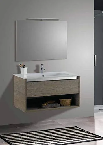 Set Mobile Lavabo Specchio LED Arredo Bagno Moderno Minnesota80 CERAMICHEMIRANDA-Nuvola Ceramiche Miranda