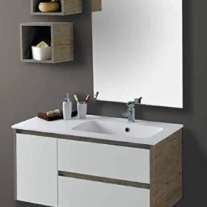 Set Mobile Lavabo Dx Specchio LED Arredo Bagno Moderno Alabama105 CERAMICHEMIRANDA-Perla Ceramiche Miranda