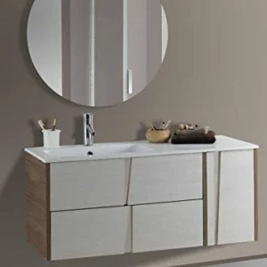 Set Mobile Lavabo Specchio LED Arredo Bagno Moderno Philadelphia105 CERAMICHEMIRANDA-Bianco Palis. Ceramiche Miranda