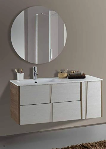 Set Mobile Lavabo Specchio LED Arredo Bagno Moderno Philadelphia105 CERAMICHEMIRANDA-Bianco Palis. Ceramiche Miranda