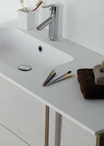Set Mobile Lavabo Specchio LED Arredo Bagno Moderno Philadelphia105 CERAMICHEMIRANDA-Bianco Palis. Ceramiche Miranda