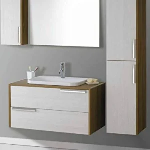 Set Mobile Lavabo Specchio LED Arredo Bagno Moderno Boston100 CERAMICHEMIRANDA-Larice Ceramiche Miranda