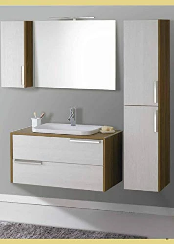 Set Mobile Lavabo Specchio LED Arredo Bagno Moderno Boston100 CERAMICHEMIRANDA-Larice Ceramiche Miranda