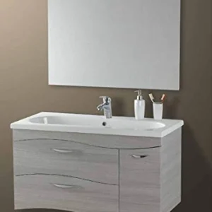 Set Mobile Onda Lavabo Specchio LED Arredo Bagno Moderno Istanbul100 CERAMICHEMIRANDA-Bianco Antico Ceramiche Miranda