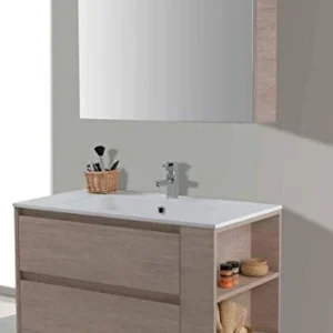 Set Mobile Vano Lavabo Specchio Contenitore LED Arredo Bagno Moderno Colorado105 CERAMICHEMIRANDA-Perla Ceramiche Miranda