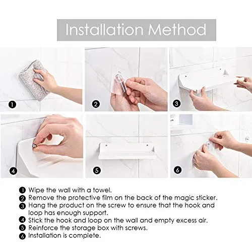 Mensola da bagno con ventosa ecologica super forte, senza bisogno di trapano e chiodi, plastica ABS, facile da installare...