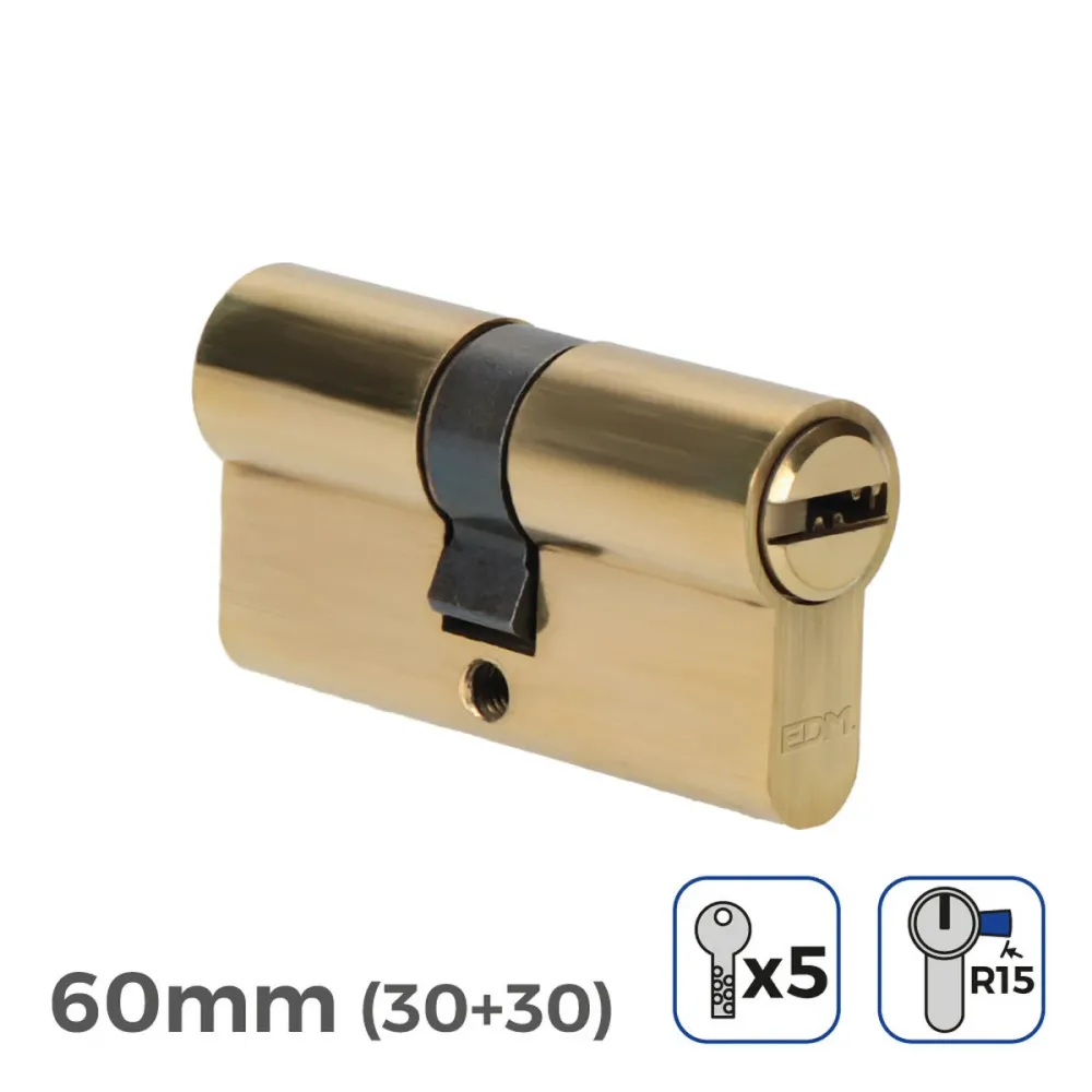 Cilindro di sicurezza EDM R15 Leva lunga Dorato Ottone 60 x 30 x 17 mm