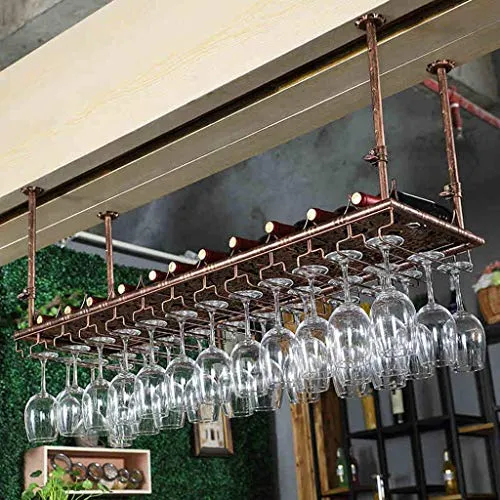 COLiJOL Portabicchieri da Vino Portabottiglie da Vino Sospeso Ferro Metallo Vintage Portabottiglie per Calici Portabottigl...
