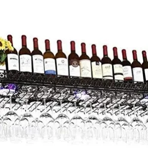 COLiJOL Portabottiglie per Vino Portabottiglie Ferro Stile Semplice Portabicchieri da Vino da Appendere Mensola Decorativa...