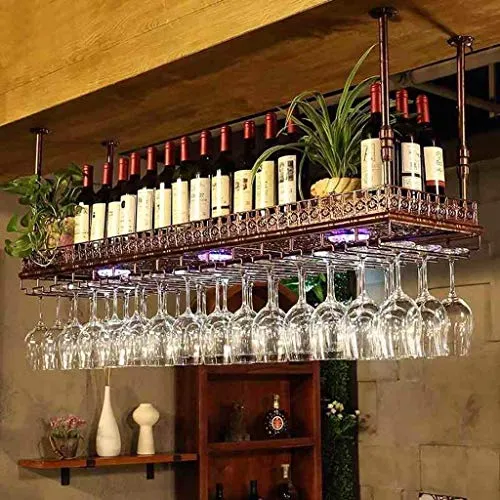 COLiJOL Portabottiglie per Vino Portabottiglie per Vino Stile Semplice Portabicchieri da Vino Ferro da Appendere Mensola p...