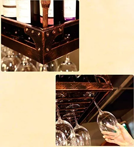 COLiJOL Portabottiglie per Vino Soffitto Portabottiglie Ferro Stile Semplice Portabicchieri da Vino Appeso Soffitto Decora...