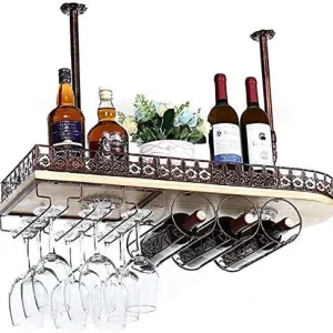 COLiJOL Portabottiglie Portabottiglie Portabottiglie Stile Retrò Ferro e Pino Portabicchieri da Vino/Portabottiglie Decora...