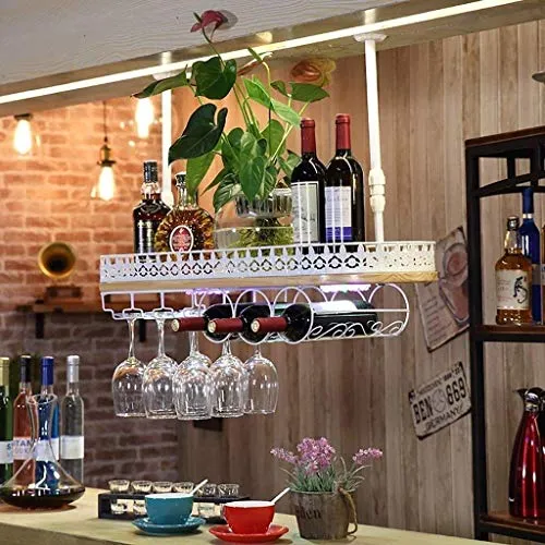 COLiJOL Portabottiglie Portabottiglie Portabottiglie Stile Retrò Ferro e Pino Portabicchieri da Vino/Portabottiglie Decora...