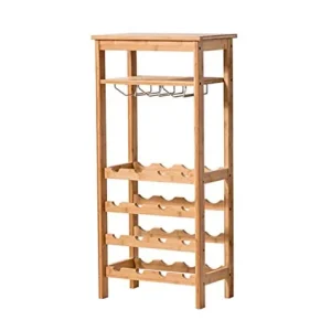 COLiJOL Portabottiglie da Terra da 16 Bottiglie Portabottiglie Legno Massello Portabottiglie Scaffale Portaoggetti Decoraz...