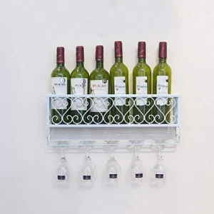 COLiJOL Portabottiglie da Vino Parete con Ripiani e Portabicchieri Portabottiglie Portabottiglie Portabottiglie (Colore: O...