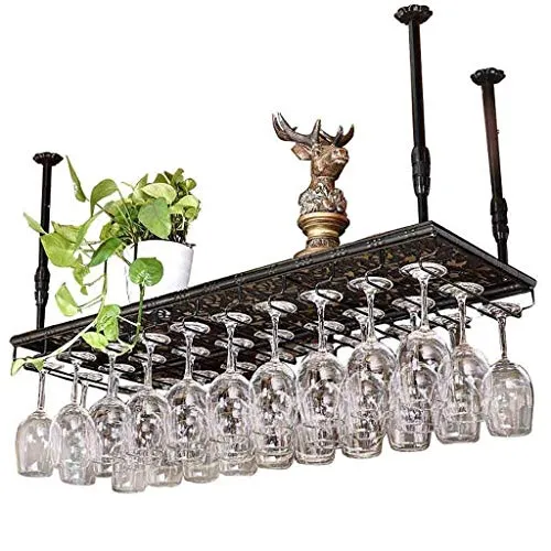 COLiJOL Scaffale per Vino Portabottiglie Ferro Retro Stile Industriale Bar Ristorante Portabicchieri Appeso Decorazione Ba...