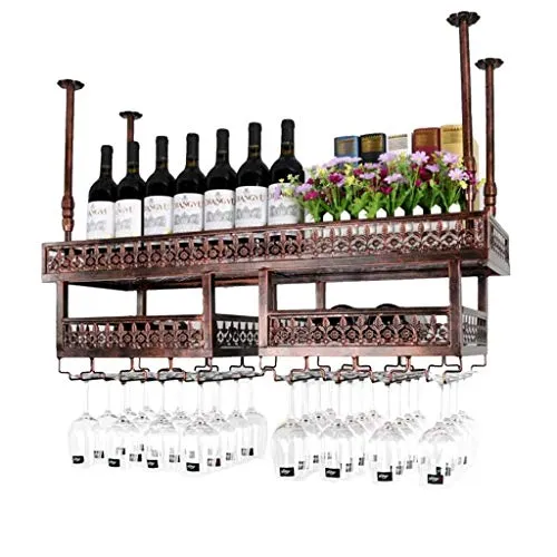 COLiJOL Scaffale per Vino Scaffale per Vino Scaffali Galleggianti Portabottiglie per Vino da Soffitto, Portabicchieri da V...