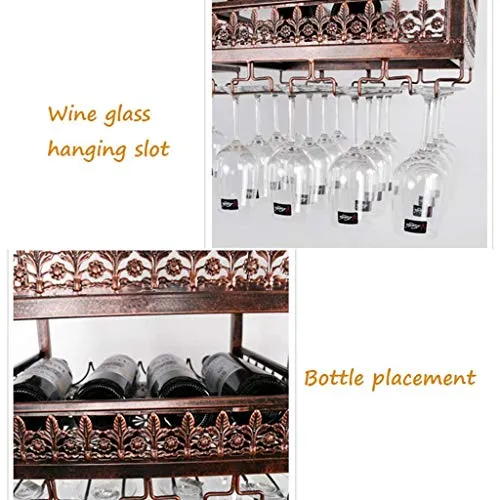 COLiJOL Scaffale per Vino Scaffale per Vino Scaffali Galleggianti Portabottiglie per Vino da Soffitto, Portabicchieri da V...