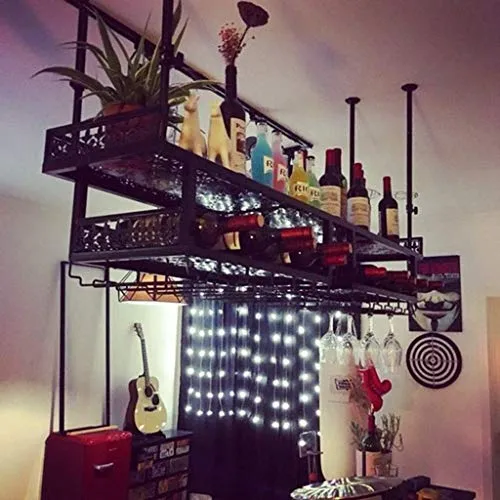 COLiJOL Scaffale per Vino Scaffale per Vino Scaffali Galleggianti Portabottiglie per Vino da Soffitto, Portabicchieri da V...