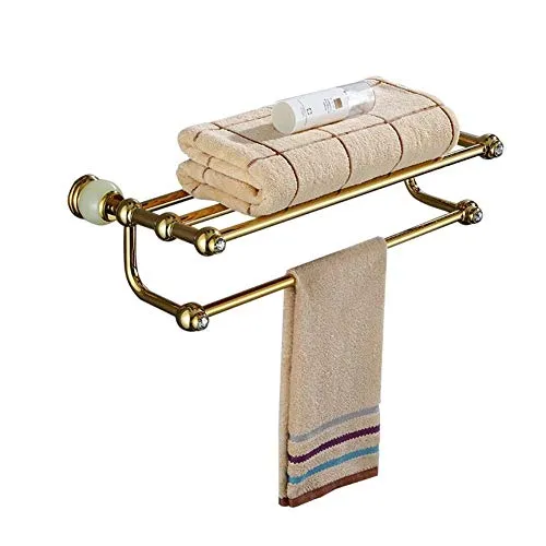 Mensola doccia, portasciugamani da bagno, portasciugamani doppio vintage, accessori da bagno parete, ottone stile antico,...