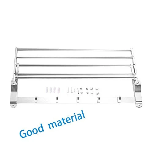 Mensola doccia, portasciugamani pieghevole da bagno portasciugamani doppio parete con ganci portasciugamani alluminio da 6...