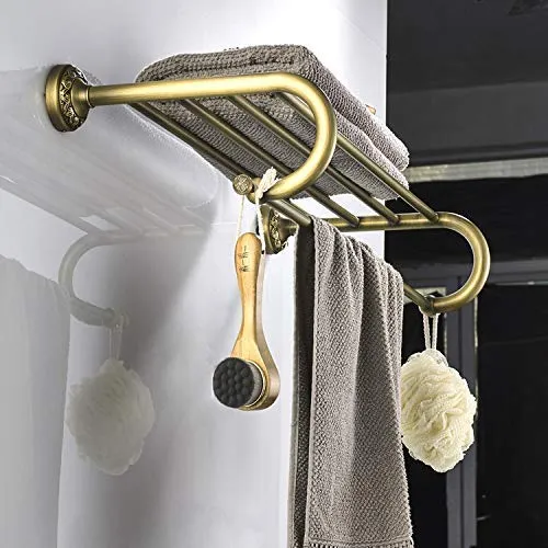 Mensola per doccia, portasciugamani parete, accessori da bagno rame europeo Portasciugamani da bagno Portasciugamani rame...