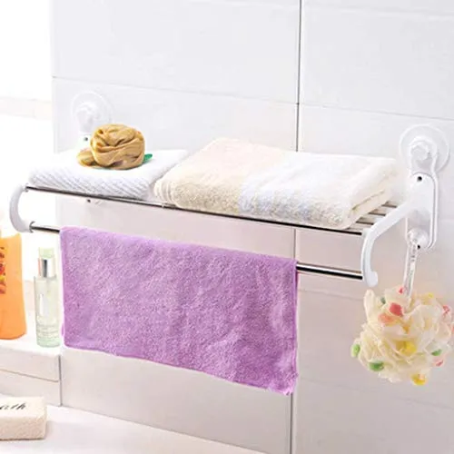 Mensola per doccia, portasciugamani parete acciaio inossidabile senza perforazione, mensola per bagno con ventosa impermea...