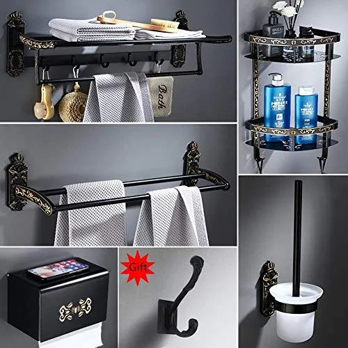 Mensola per doccia, set di pendenti per hardware da bagno, set da cinque pezzi per bagno alluminio con spazio libero per t...