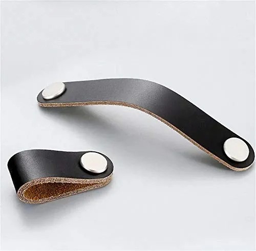 Creatwls Set di 6 maniglie pelle sintetica per mobili e armadi, per camera da letto, armadietto, pelle, per cucina, armadi...