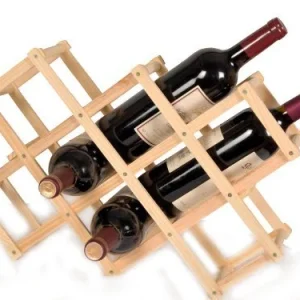 Cantinetta/scaffale per vino, legno di pino massiccio chiaro, ampilabile e impilabile ideale per Cantina, Cucina, Tavernet...