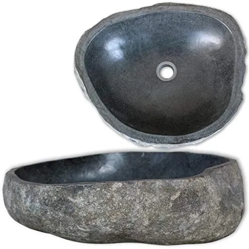 Estink Lavabo da appoggio pietra naturale, 46-52 cm