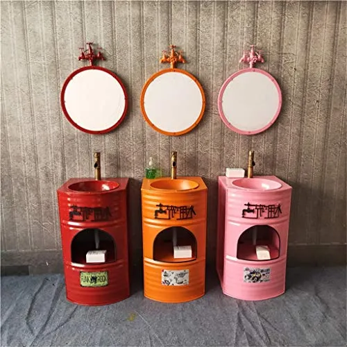 F-HOME Lavabo, lavabi industriali ferro da stiro, lavabo, lavabo, lavabo, creativo, stile retrò, colore: rosa