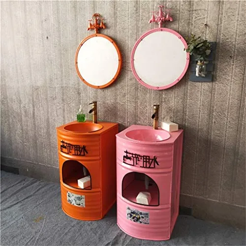 F-HOME Lavabo, lavabi industriali ferro da stiro, lavabo, lavabo, lavabo, creativo, stile retrò, colore: rosa