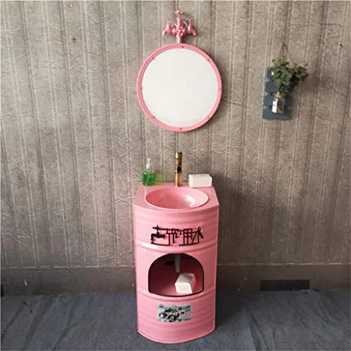 F-HOME Lavabo, lavabi industriali ferro da stiro, lavabo, lavabo, lavabo, creativo, stile retrò, colore: rosa